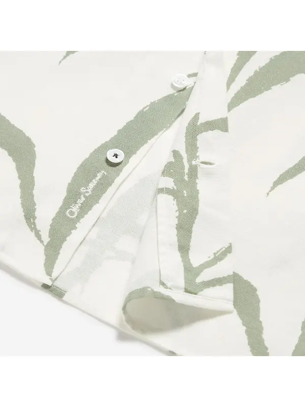 Oliver Sweeney Men's Ravenshead Riviera Cotton Shirt - Khaki Print Image 3