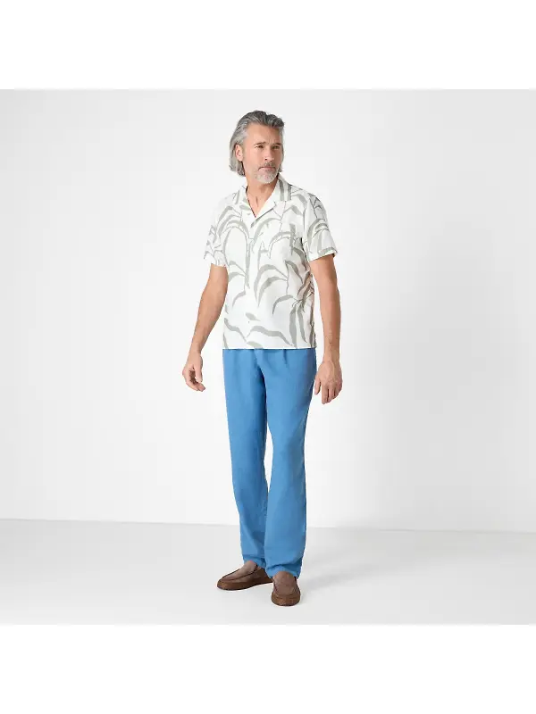 Oliver Sweeney Men's Ravenshead Riviera Cotton Shirt - Khaki Print Image 7