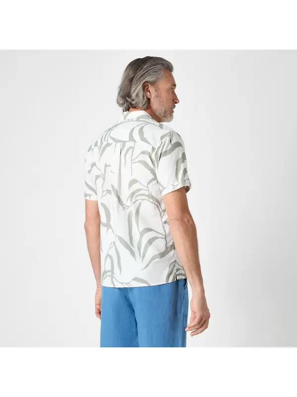 Oliver Sweeney Men's Ravenshead Riviera Cotton Shirt - Khaki Print Image 6