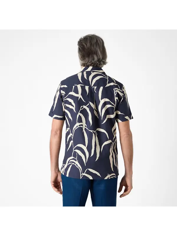 Oliver Sweeney Men's Ravenshead Riviera Cotton Shirt - Navy Print Image 7