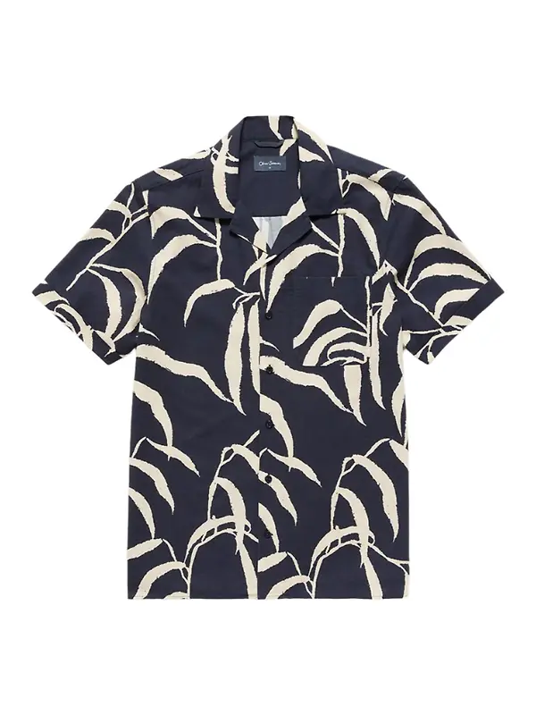 Oliver Sweeney Men's Ravenshead Riviera Cotton Shirt - Navy Print Image 1