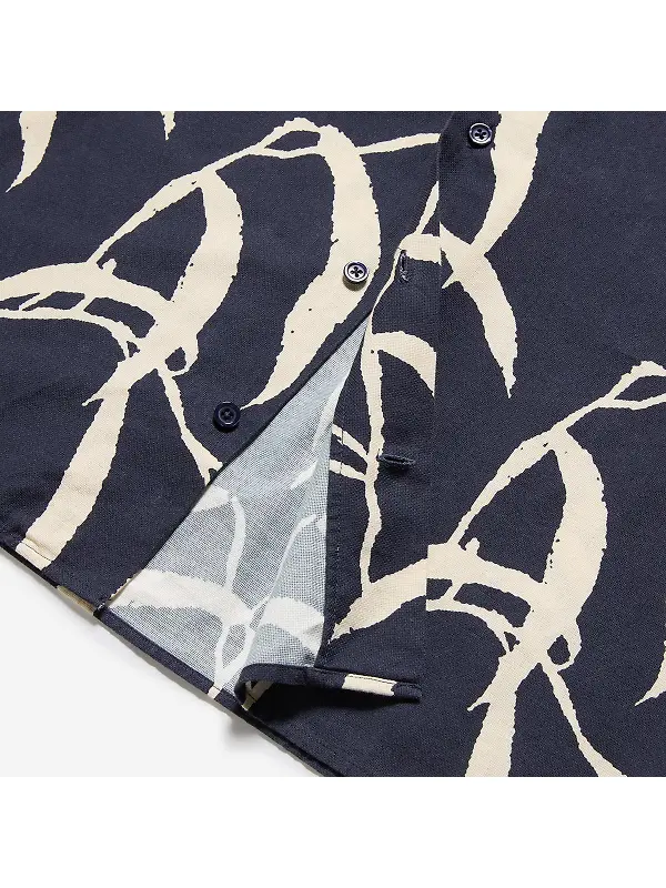 Oliver Sweeney Men's Ravenshead Riviera Cotton Shirt - Navy Print Image 3