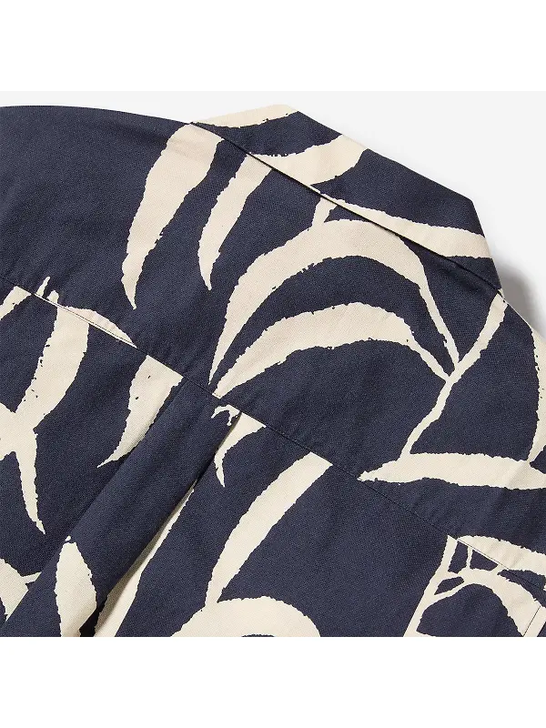 Oliver Sweeney Men's Ravenshead Riviera Cotton Shirt - Navy Print Image 5