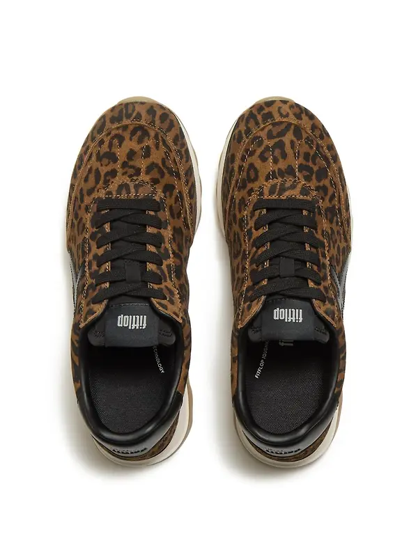 FitFlop Women's Retro-Q FF Suede Trainers - Leopard Print Image 6
