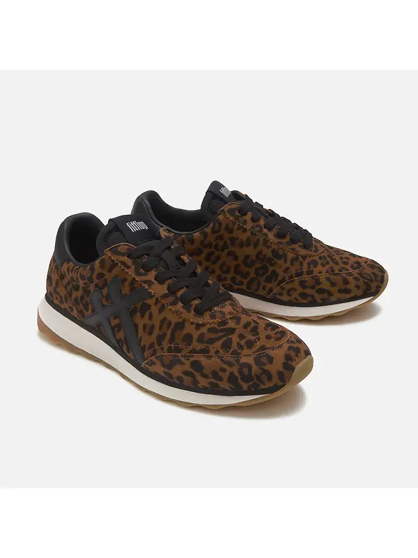 FitFlop Women's Retro-Q FF Suede Trainers - Leopard Print Image 3