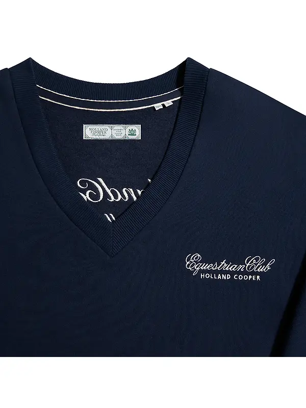 Holland Cooper Women's Relaxed Fit V-Neck Sweat - Ink Navy Ecru Image 8