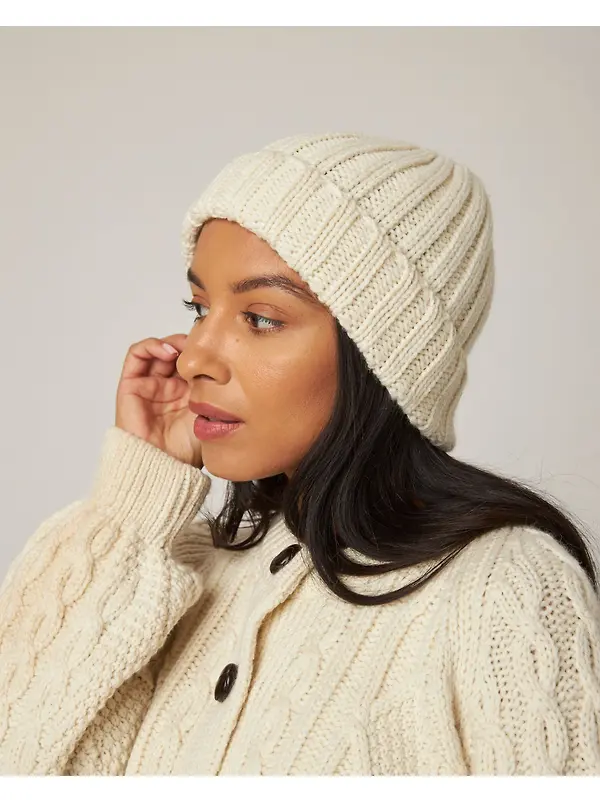 Peregrine Milliner Ribbed Beanie - Ecru Image 2