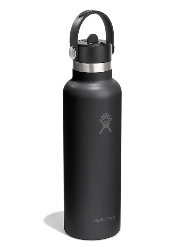 Hydro Flask 21oz (621ml) Standard Mouth Bottle with Flex Straw Cap - Black Image 2