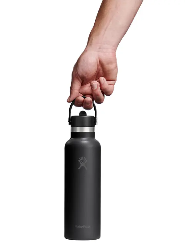 Hydro Flask 21oz (621ml) Standard Mouth Bottle with Flex Straw Cap - Black Image 3