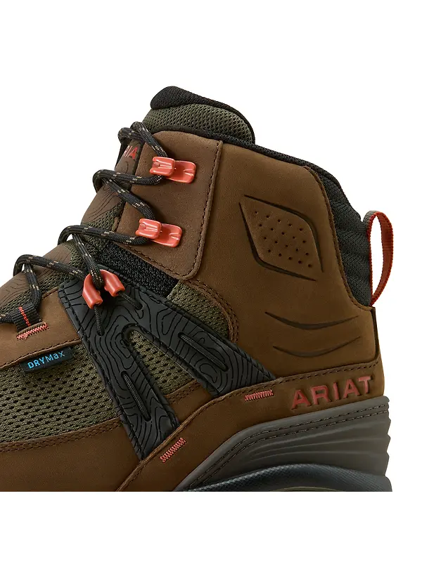 Ariat Men's Traverse Mid Waterproof Hiking Boots - Brown Bark/ Evergreen Image 8