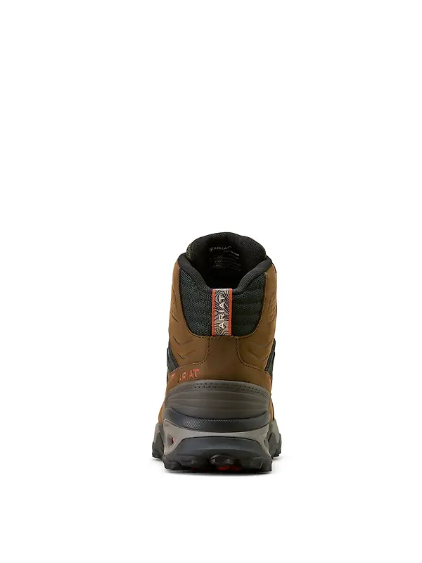 Ariat Men's Traverse Mid Waterproof Hiking Boots - Brown Bark/ Evergreen Image 3