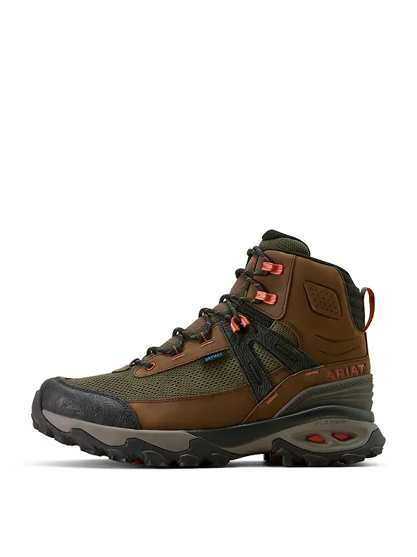 Ariat Men's Traverse Mid Waterproof Hiking Boots - Brown Bark/ Evergreen Image 5