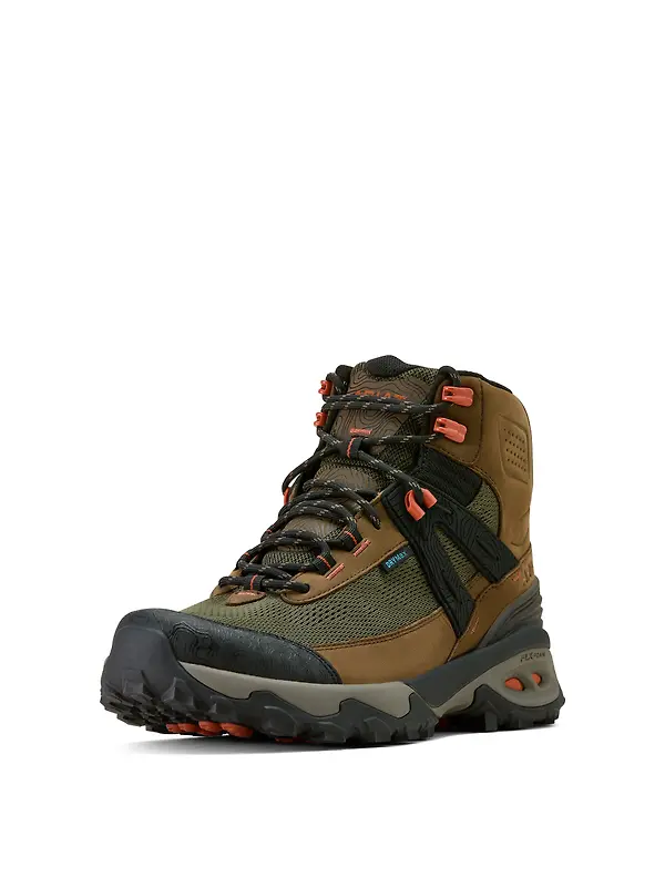 Ariat Men's Traverse Mid Waterproof Hiking Boots - Brown Bark/ Evergreen Image 9