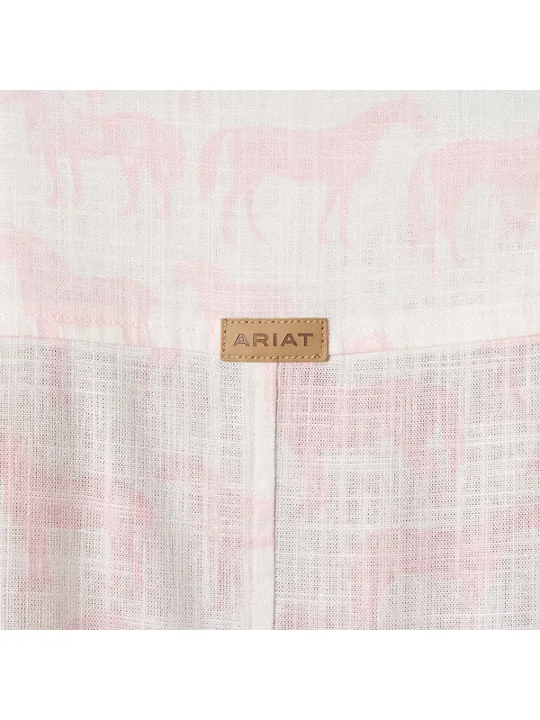 Ariat Women's Rudford Long Sleeve Shirt - Icy Pink Horse Print Image 5