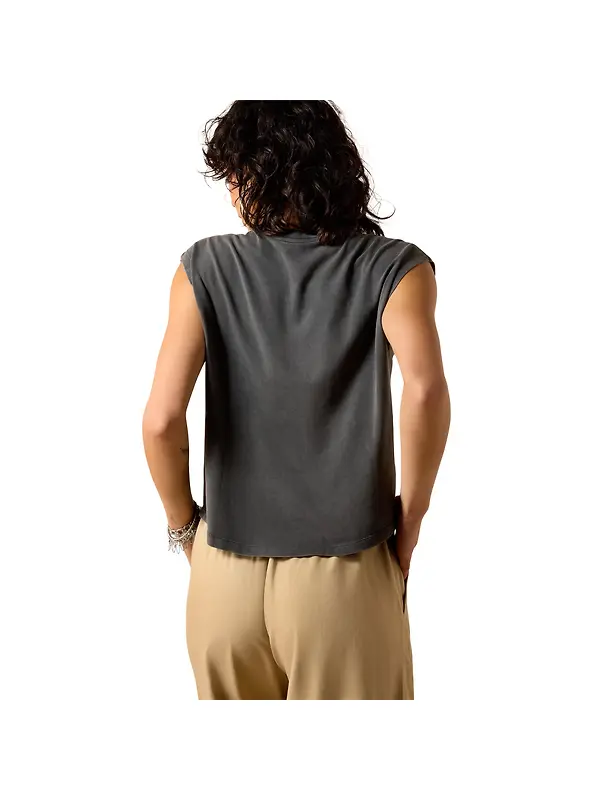 Ariat Women's Dallas Cropped Sleeveless T-Shirt - Charcoal Image 2