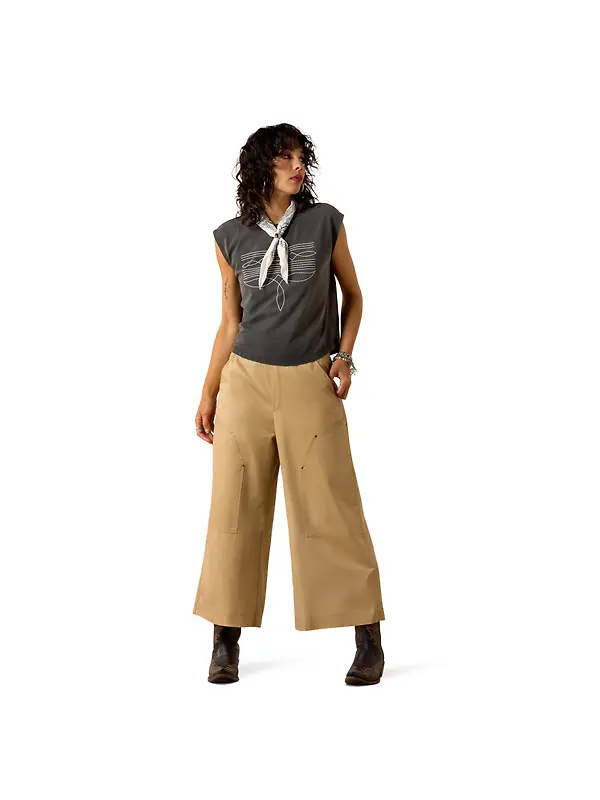 Ariat Women's Dallas Cropped Sleeveless T-Shirt - Charcoal Image 3