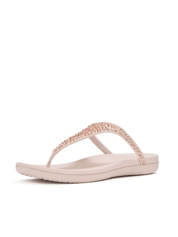 FitFlop Women's SOLAY Mixed-Crystal Toe-Post Sandals - Nude Rose Image 3