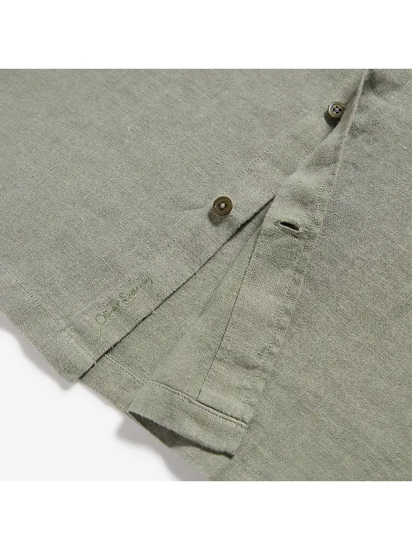 Oliver Sweeney Men's Somerton 100% Linen Short Sleeved Shirt - Sage Image 6