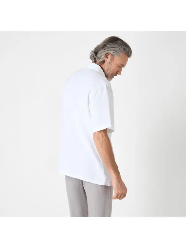 Oliver Sweeney Men's Somerton Short Sleeved Linen Shirt - White Image 4