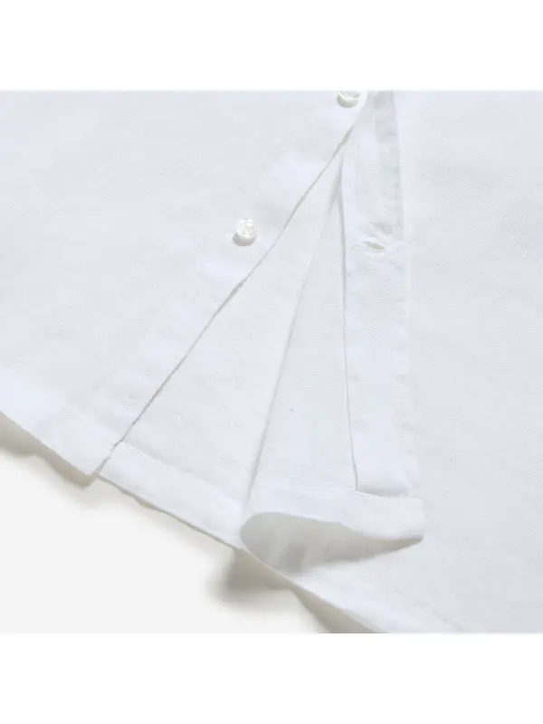 Oliver Sweeney Men's Somerton Short Sleeved Linen Shirt - White Image 3