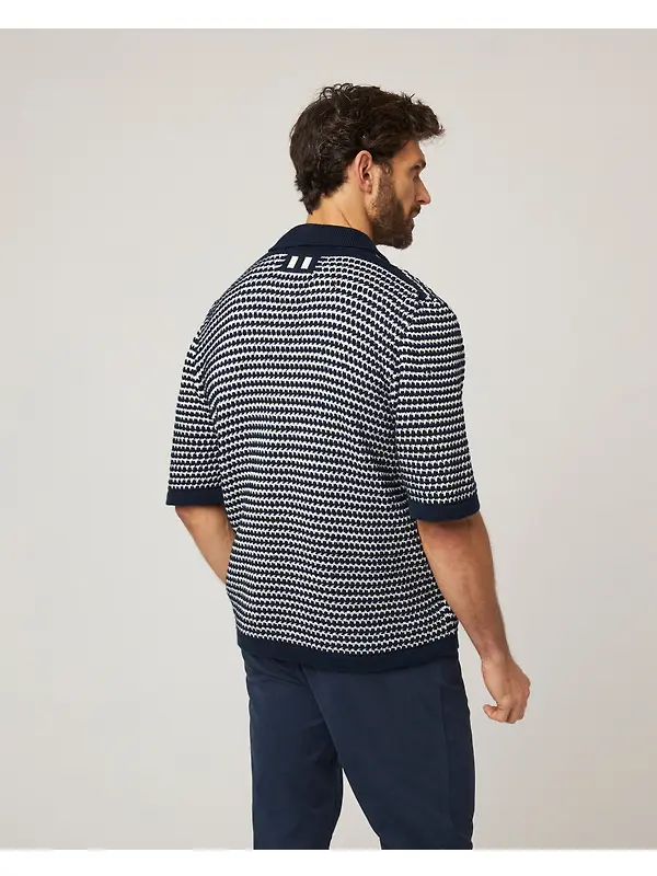 Peregrine Men's Island Crochet Shirt - Navy Image 6