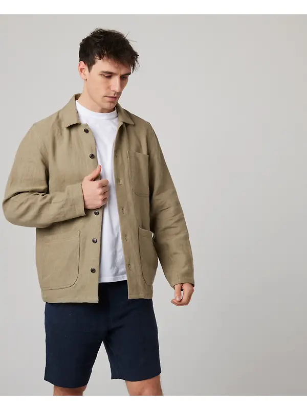 Peregrine Men's Windsor Linen Shacket - Sage Image 4