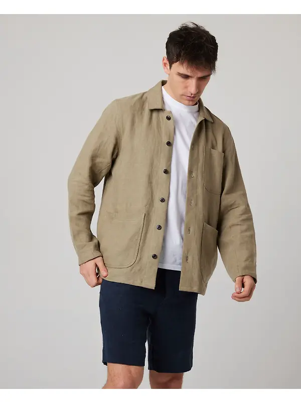 Peregrine Men's Windsor Linen Shacket - Sage Image 5