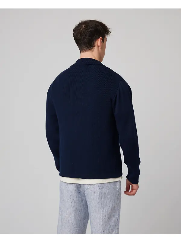 Peregrine Men's River Knitted Shacket - Navy Image 8