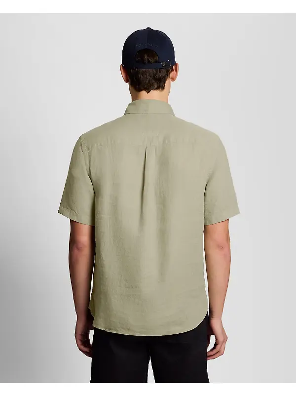Lyle & Scott Men's Short Sleeve Linen Shirt - Seagrass Image 5