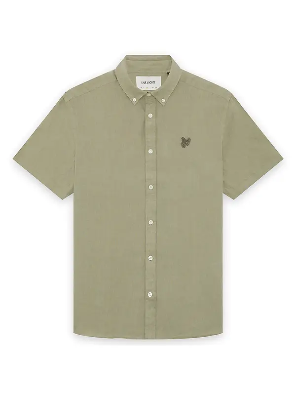 Lyle & Scott Men's Short Sleeve Linen Shirt - Seagrass Image 1