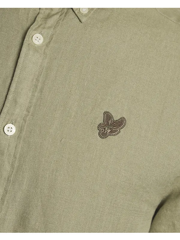 Lyle & Scott Men's Short Sleeve Linen Shirt - Seagrass Image 6