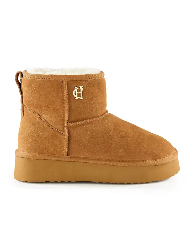 Holland Cooper Women's Shearling Platform Boots - Tan Image 1
