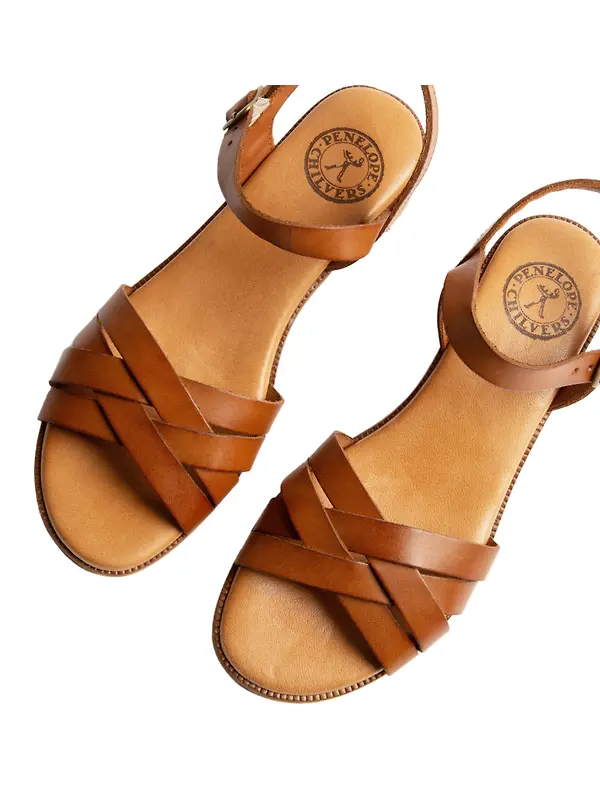 Penelope Chilvers Women's Heeled Shepherdess Leather Sandals - Tan Image 4