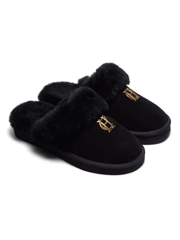 Holland Cooper Women's HC Shearling Slippers - Black Image 2