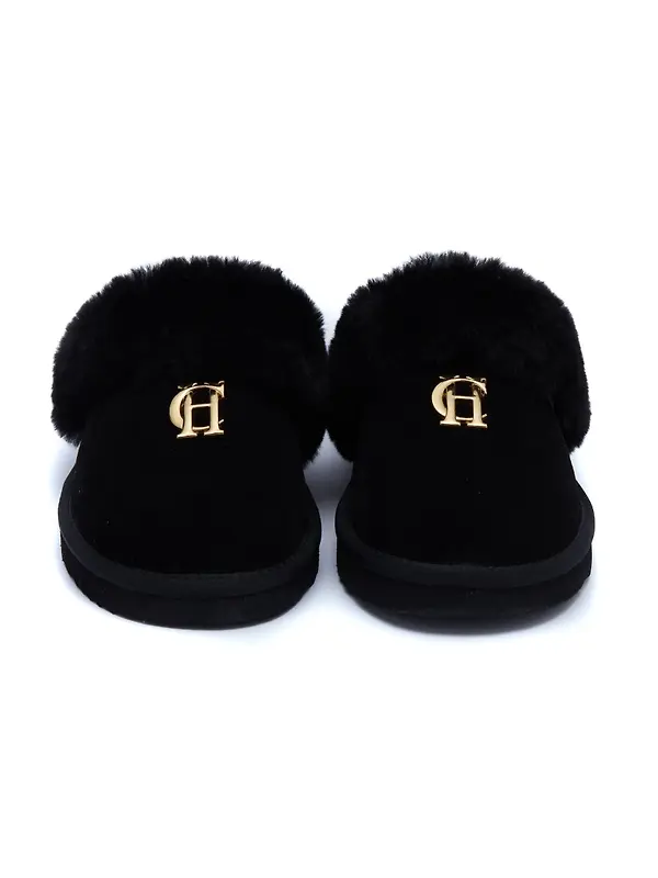 Holland Cooper Women's HC Shearling Slippers - Black Image 3