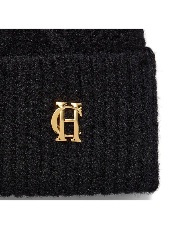 Holland Cooper Sloane Cable Bobble Hat - Black Image 2