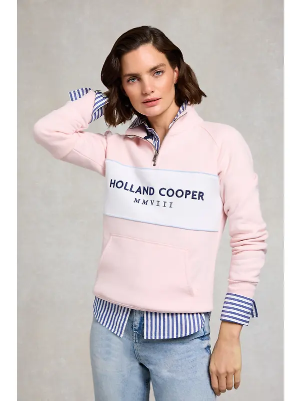 Holland Cooper Women's Sporting Heritage Zip Henley - Pink Image 2