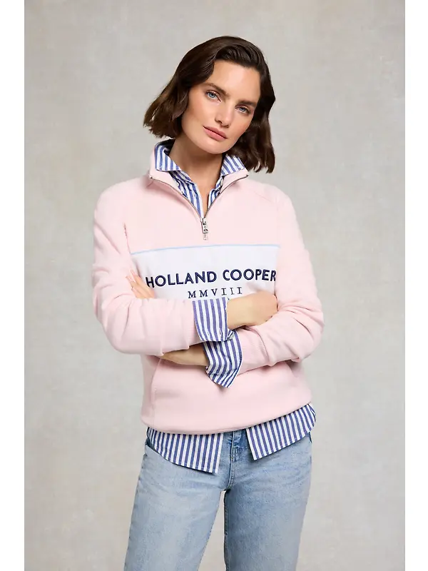 Holland Cooper Women's Sporting Heritage Zip Henley - Pink Image 3