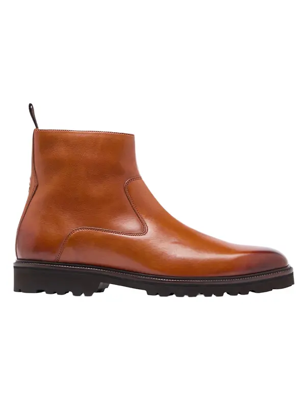 Oliver Sweeney Men's Swanley Antiqued Leather Zip Boots - Tan Image 1