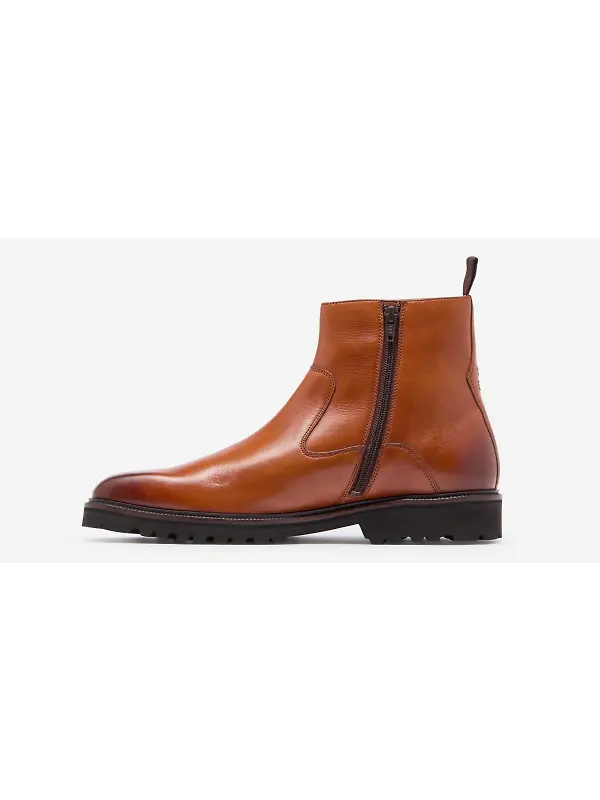 Oliver Sweeney Men's Swanley Antiqued Leather Zip Boots - Tan Image 5