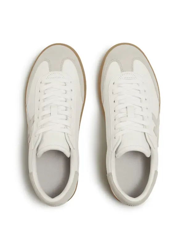 FitFlop Women's The Dash FF T-Toe Leather/Suede Trainers - Urban White Mix Image 4