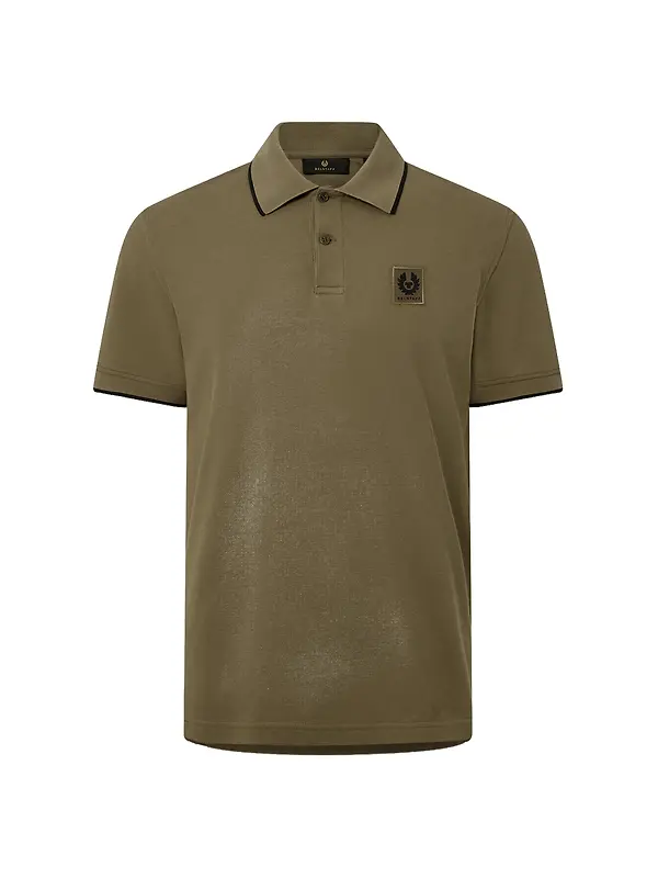 Belstaff Men's Cotton Pique Tipped Polo Shirt - Khaki Green Image 1