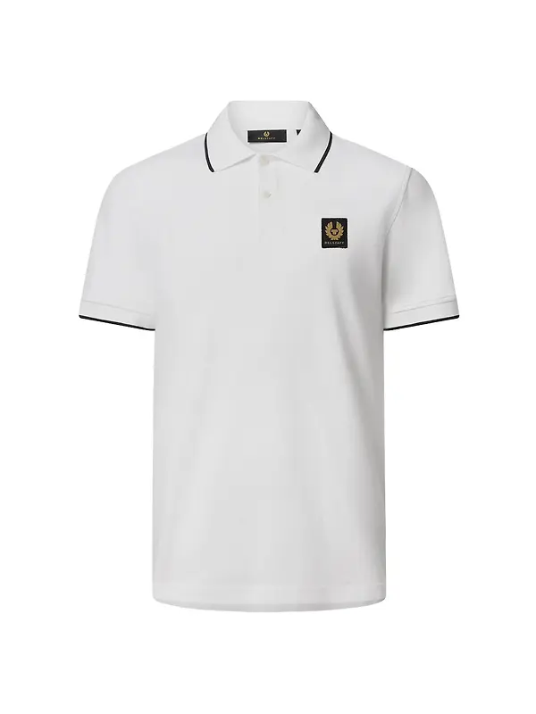 Belstaff Men's Cotton Pique Tipped Polo Shirt - White Image 1