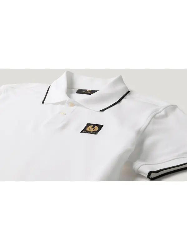 Belstaff Men's Cotton Pique Tipped Polo Shirt - White Image 2