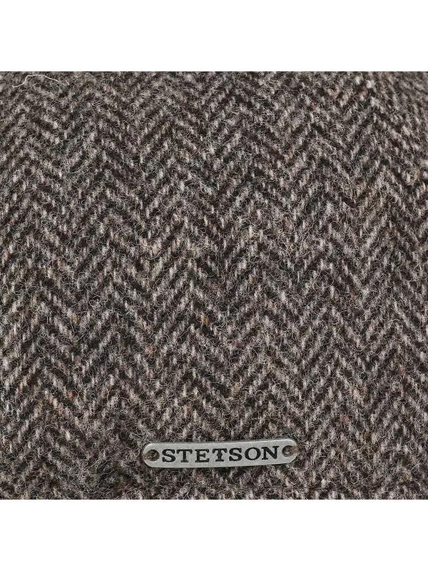 Stetson Texas Wool Herringbone Flat Cap Hat - Anthracite Melange Image 4
