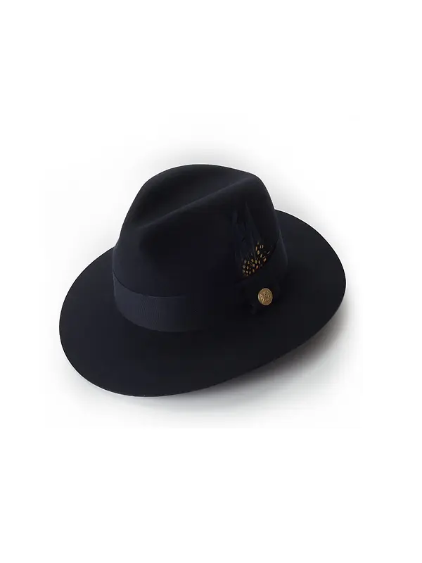 Holland Cooper Trilby Hat Spot Feather - Ink Navy Image 1