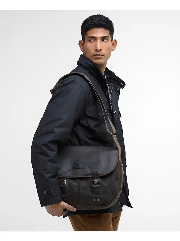Barbour Wax Leather Tarras Bag - Olive Image 2