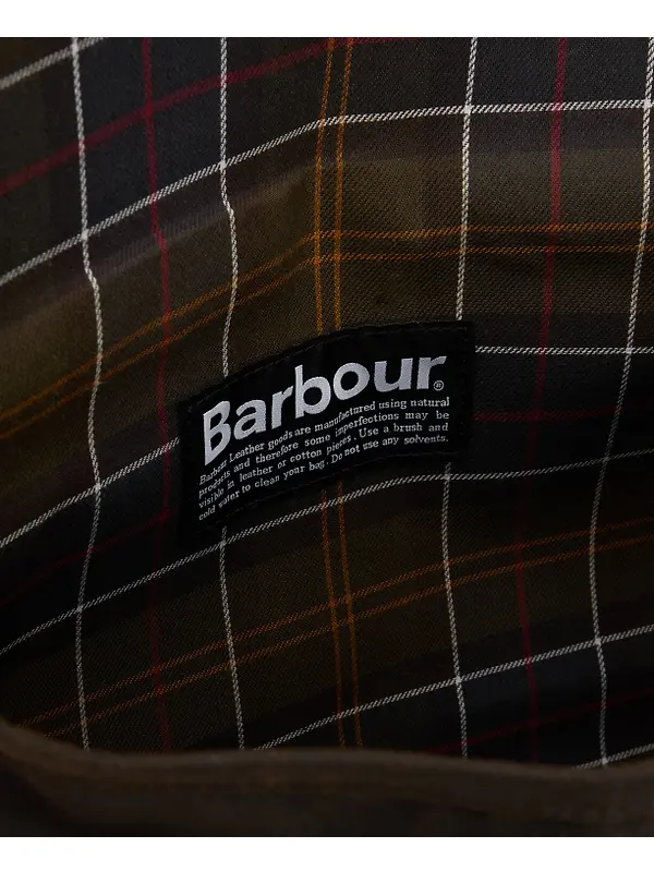 Barbour Wax Leather Tarras Bag - Olive Image 11