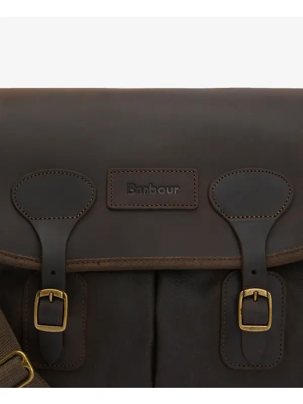 Barbour Wax Leather Tarras Bag - Olive Image 7