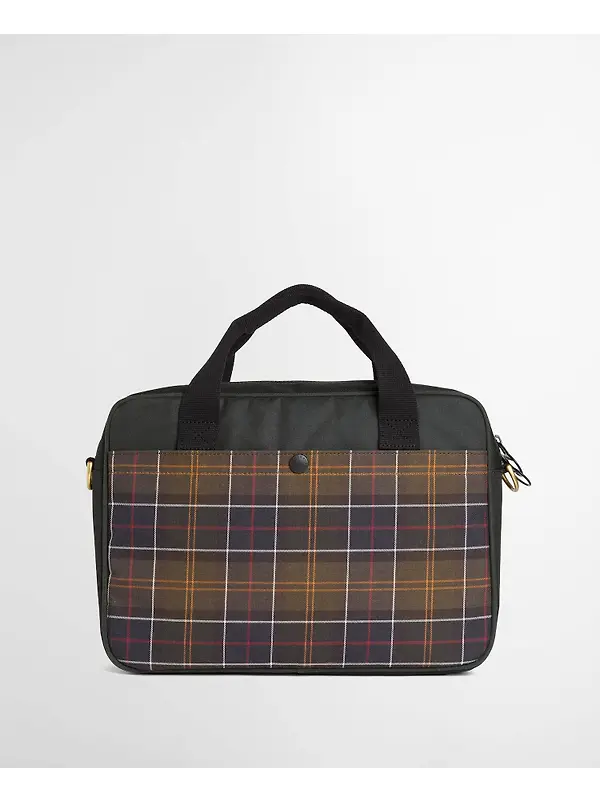 Barbour Field Waxed Laptop Bag - Sage Image 3